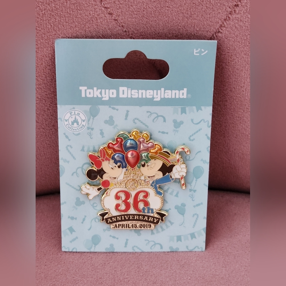 Disney Tokyo Disneyland 36th Anniversary Mickey & Minnie Pin NEW